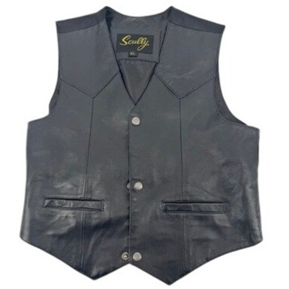Scully Jackets & Blazers - Scully Leather Vest Women XL Black‎ Western Oklahoma State Seal Buttons Cinch
